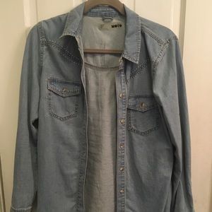 Jean button-down with stud detailing